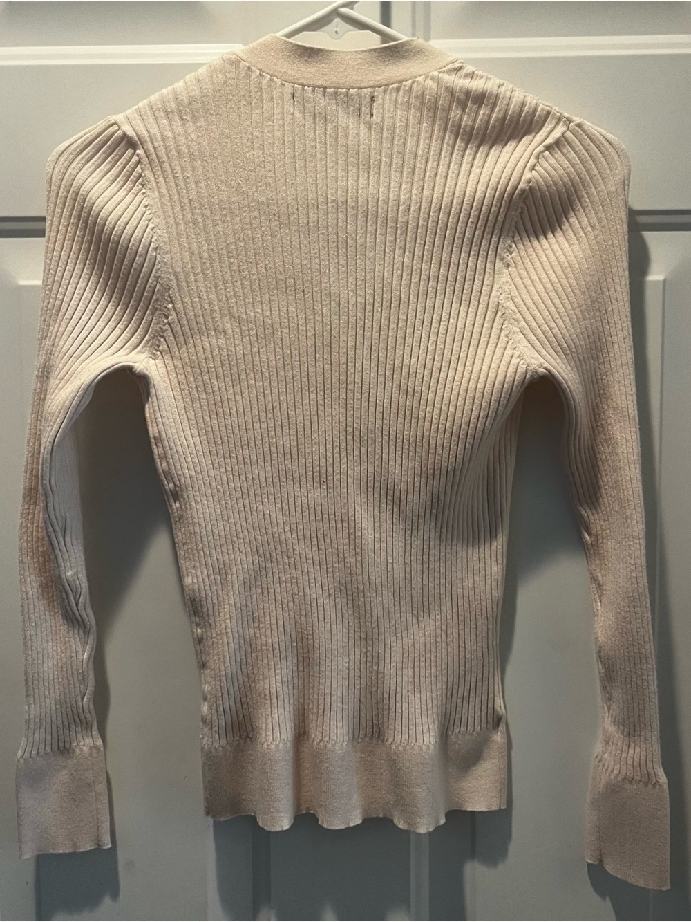 LOFT Pink Ribbed Button-Up Cardigan Sweater - Picture 2 of 6